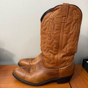 Laredo Men Jacksonville Collection Deertan Round Toe Western Cowboy Boot Leather